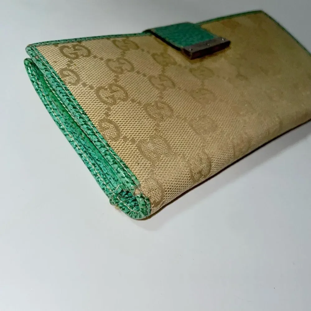 Gucci Tan and Green Continental Wallet - Picture 6 of 16
